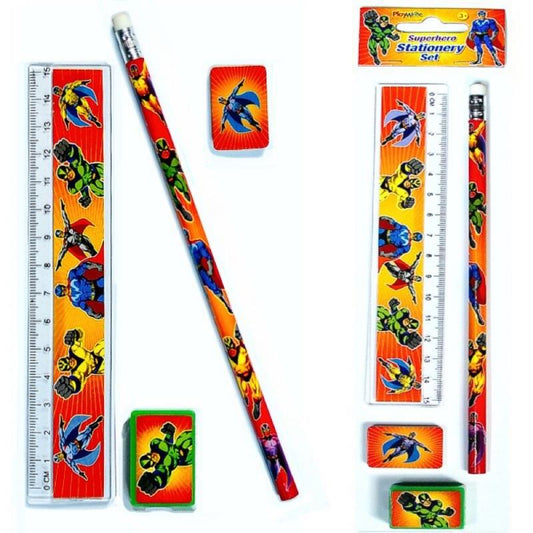 Superhero 4pc Stationery Set Party Bag Filler Favour | Party Save Smile