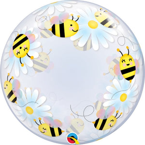 Bumble Bee & Daisies Deco Bubble Balloons 24 Inches