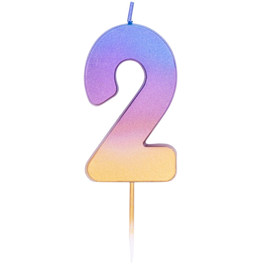 Number 2 Cake Candle Rainbow Ombre | Party Save Smile