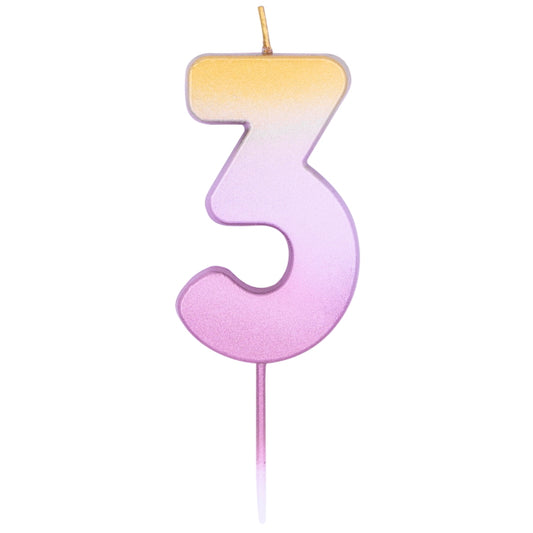 Rose Gold Ombre Number 3 Birthday Cake Candle | Decoration