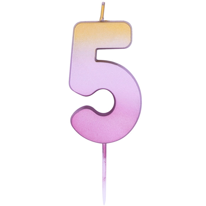 Rose Gold Ombre Number 5 Cake Candle | Party Save Smile