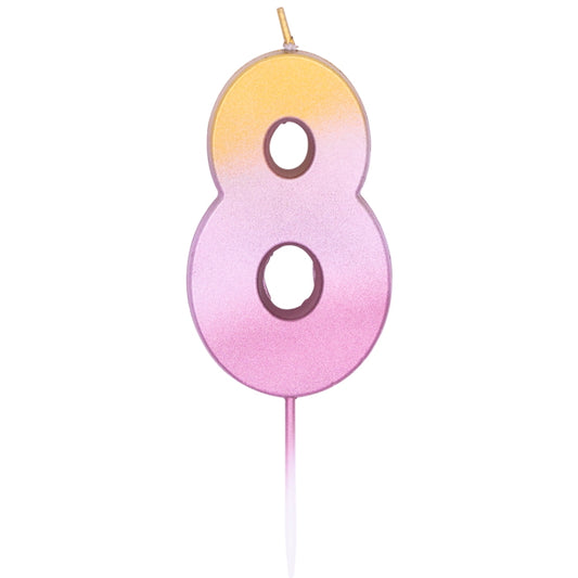 Rose Gold Number 8 Ombre Birthday Candles