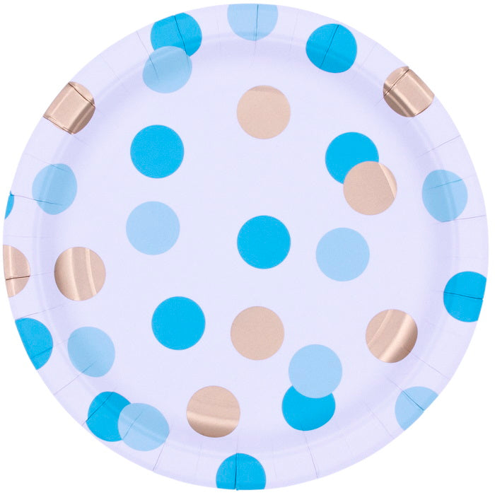 Blue & Gold Dots Tableware Party Pack