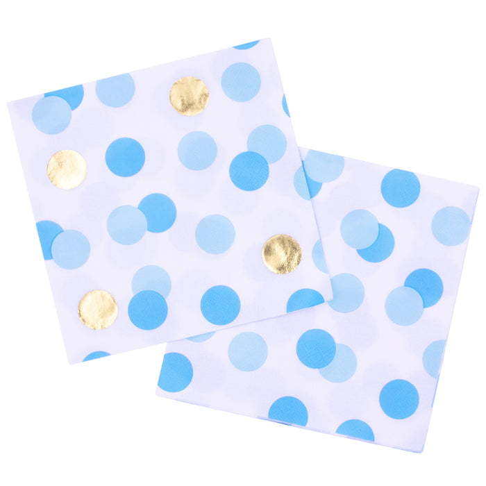 Blue & Gold Dots Tableware Party Pack