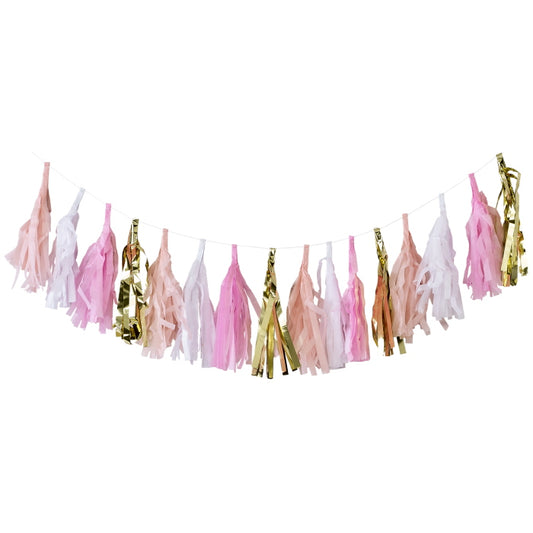 Pink | White | Gold Tassel Garland Banner | Decoration