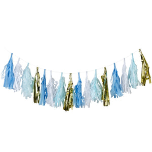 Blue Gold and White Tassel Garland 2 Metres
