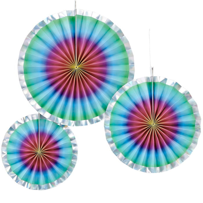 Rainbow Ombre Paper Fan Party Decorations Pack of 3 | Party Save Smile