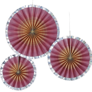 Ombre Rose Gold Paper Fan Decorations Pack of 3