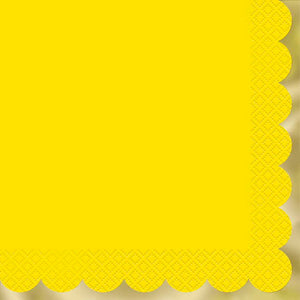 Pastel Yellow Napkins Scalloped Pack of 16