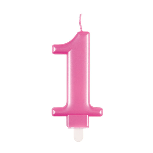 Pink Metallic Number 1 Birthday Cake Candle | Decoration