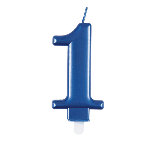 Blue Metallic Number 1 Birthday Cake Candle | Decoration