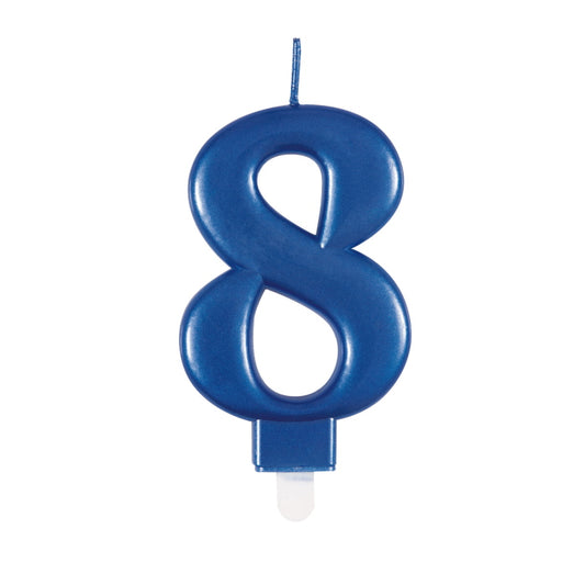 Blue Metallic Number 8 Birthday Cake Candle | Decoration