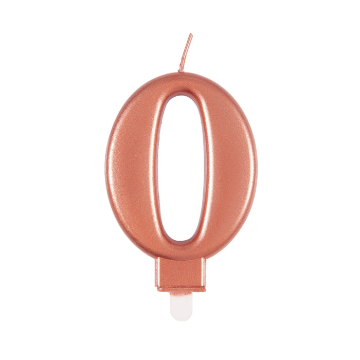 Rose Gold Metallic Number 0 Cake Candle | Party Save Smile