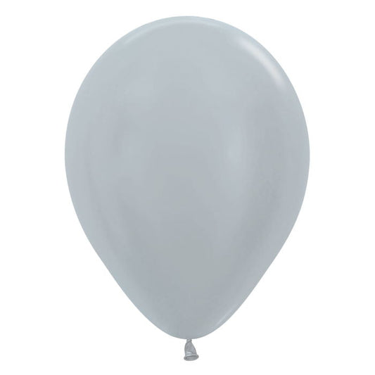 Satin Silver Latex Balloons Sempertex 5 inch | Party Save Smile