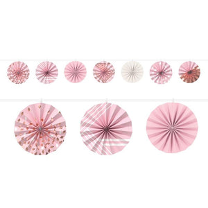Rose Gold Paper Fan Decorations Garland 3.65 Metres