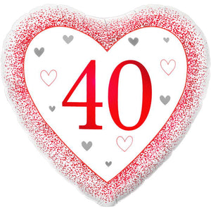 Ruby Happy 40th Anniversary Heart Foil Balloon 18 inches