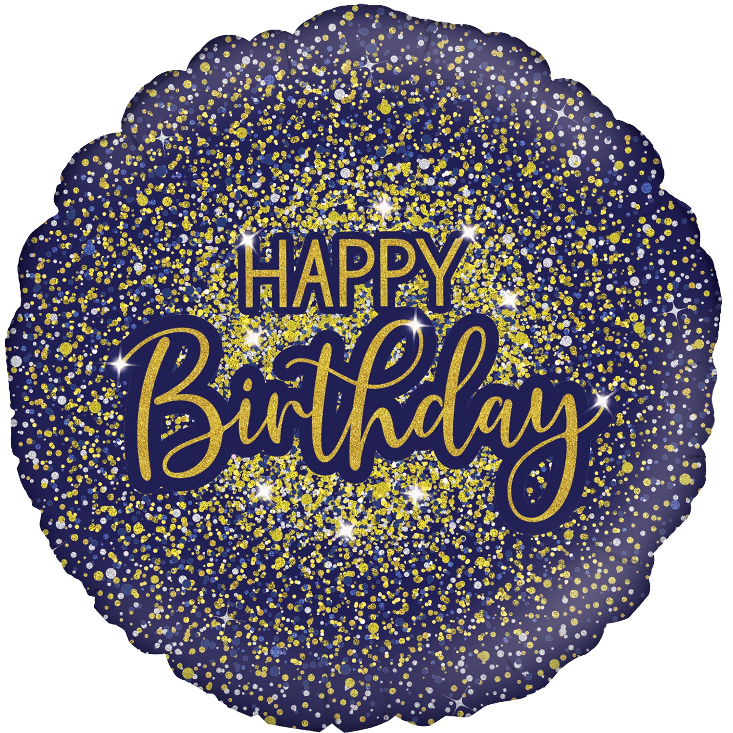 Navy Blue & Gold Glitter Birthday Foil Balloon 18 Inches | Party Save Smile