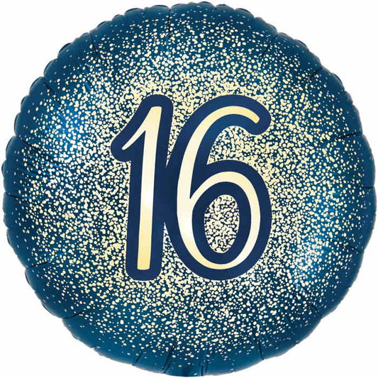 Navy and Gold 16th Birthday Foil Balloon 18 inches | Party Save Smile