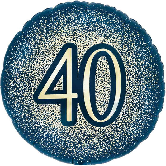 Navy and Gold 40th Birthday Foil Balloon 18 inches | Party Save Smile