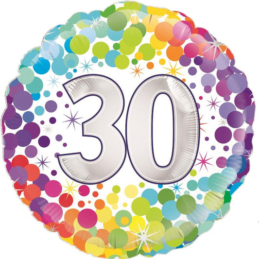 Age 30 Colourful Confetti 18&#34; Foil | Helium Balloon