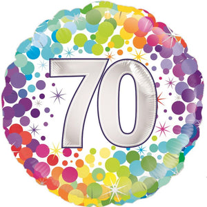 Age 70 Colourful Confetti Foil Balloon 18 Inch