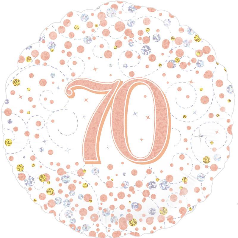 Rose Gold Confetti 70th Birthday Foil Balloon 18 Inch | Party Save Smile