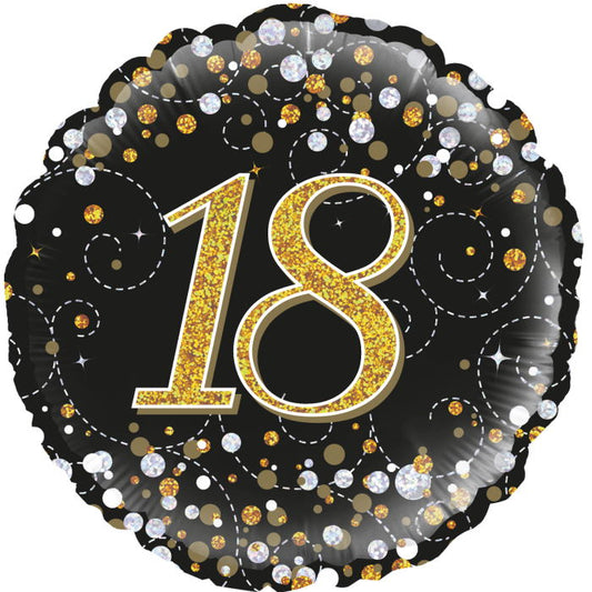 Foil 18th Black and Gold Balloons 18 Inches | Party Save Smile