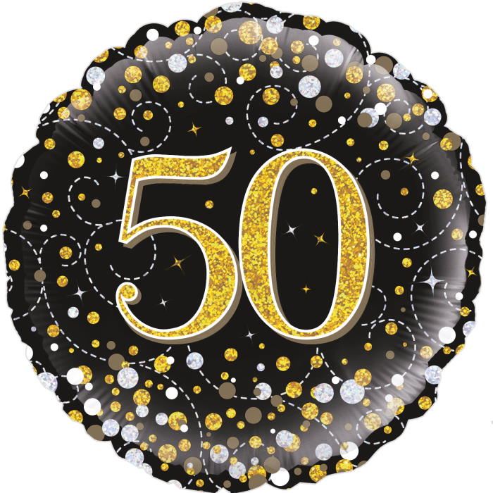 Black and Gold 50th Foil Balloon 18 Inches | Party Save Smile
