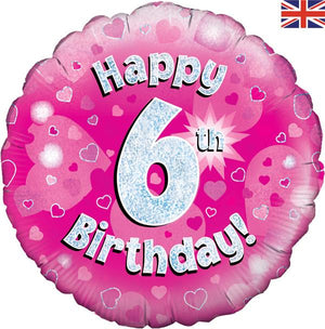 Happy 6th Birthday Pink Foil Balloon 18 Inches