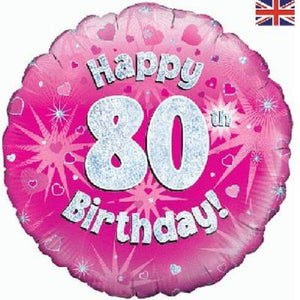 Happy 80th Birthday Pink Foil Balloon 18 Inch