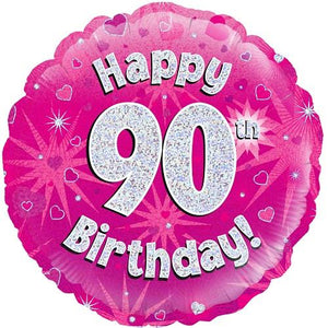 Happy 90th Birthday Pink Foil Balloon 18 Inch