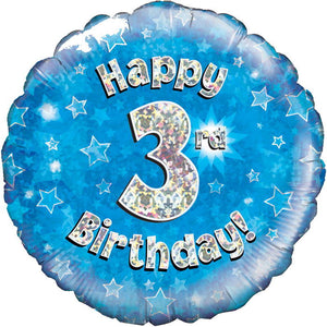 Happy 3rd Birthday Blue Foil Balloon 18 Inches
