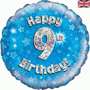 Happy 9th Birthday Blue Foil Balloon 18 Inch