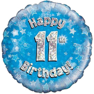 Happy 11th Birthday Blue Foil Balloon 18 Inch