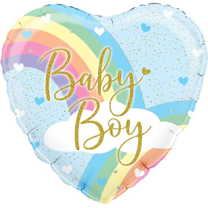 Pastel Rainbow Baby Boy Foil Balloon 18 Inches | Party Save Smile