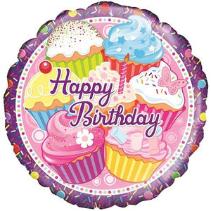 Cupcake Happy Birthday Foil Balloon 18 Inch