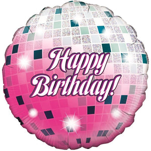 Pink Birthday Disco Balloon Foil Balloon 18 Inch