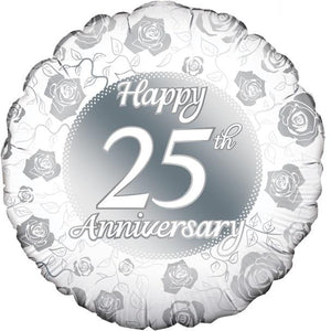 Floral 25th Wedding Anniversary Foil Balloons