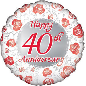 Happy 40th Anniversary Ruby Foil Balloon 18 Inch