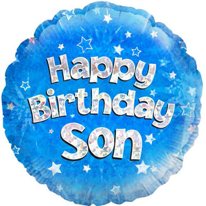 Happy Birthday Son Blue Stars Foil Balloon 18 Inch