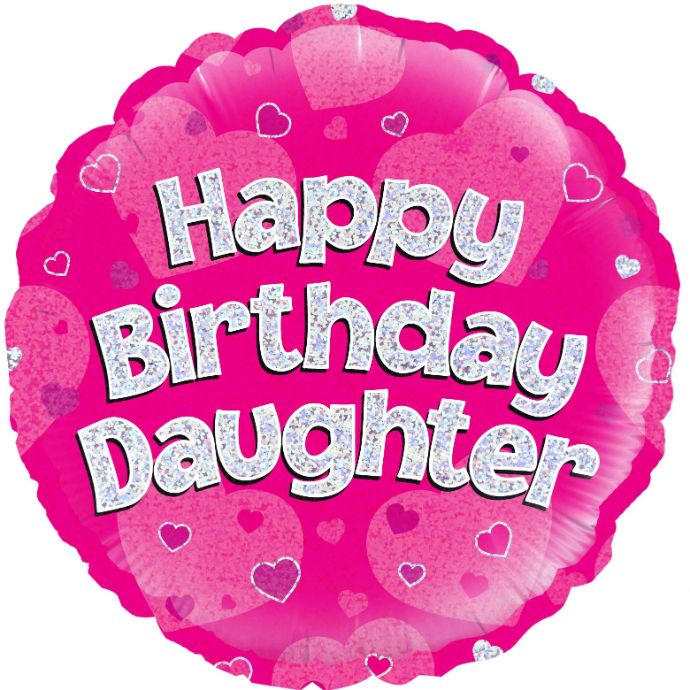 Happy Birthday Daughter Pink Hearts Foil Balloon 18 Inch | Party Save Smile