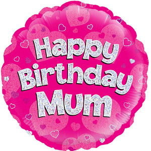 Happy Birthday Mum Pink Foil Balloon 18 Inch