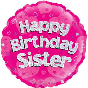 Happy Birthday Sister Pink Foil Balloon 18 Inch