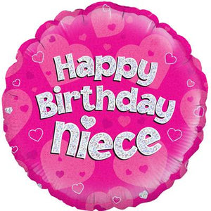 Happy Birthday Niece Pink Foil Balloon 18 Inches