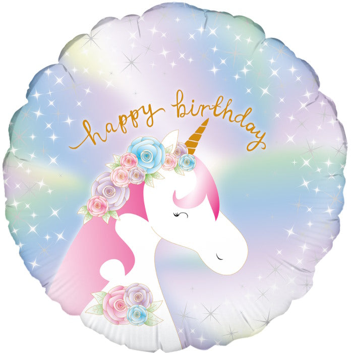Ombre Unicorn Happy Birthday Foil Balloon 18 inches | Party Save Smile