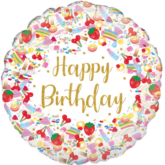 Pick n Mix Sweets Happy Birthday Foil Balloon 18 Inch | Party Save Smile