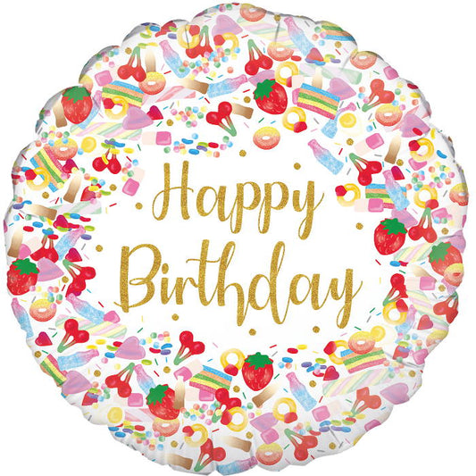 Pick n Mix Sweets Happy Birthday Foil Balloon 18 Inch | Party Save Smile