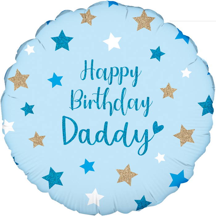 Happy Birthday Daddy Blue Stars Foil Balloon 18 Inches | Party Save Smile