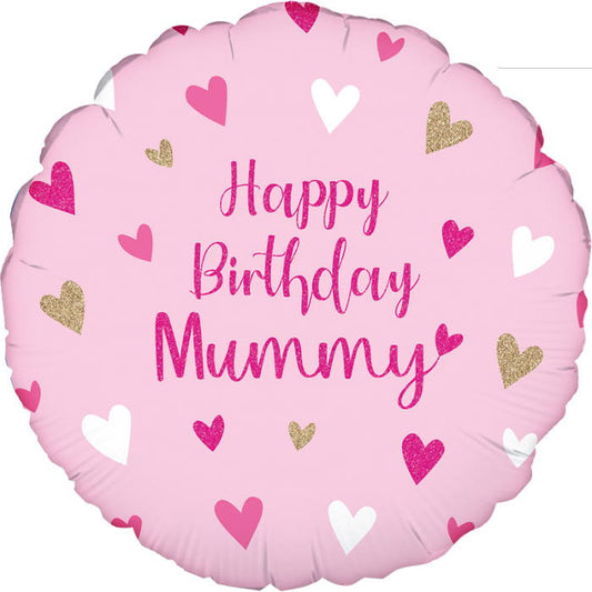 Happy Birthday Mummy Hearts Foil Balloon 18 Inch | Party Save Smile