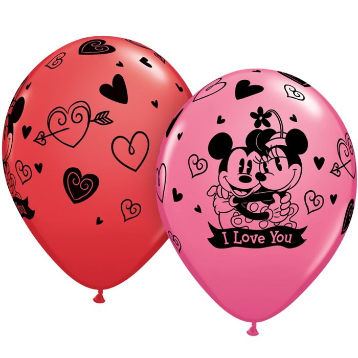 Mickey and Minnie Latex Balloons I Love You 11 Inch | Party Save Smile
